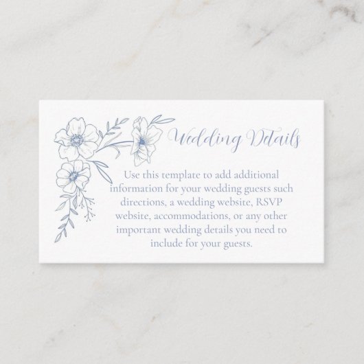 Blissful Blue Blooms Wedding Enclosure Cards エンクロージャーカード (正面)