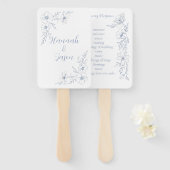Blissful Blue Blooms Wedding Program Hand Fans ハンドファン (正面&裏面)