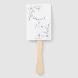 Blissful Blue Blooms Wedding Program Hand Fans ハンドファン