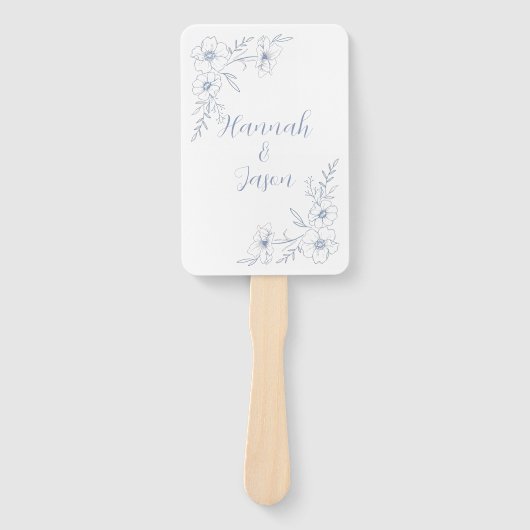 Blissful Blue Blooms Wedding Program Hand Fans ハンドファン (正面)