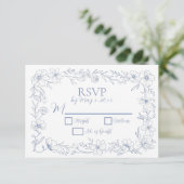 Blissful Blue Blooms Wedding RSVP Cards (スタンド正面)