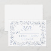 Blissful Blue Blooms Wedding RSVP Cards (正面/裏面)