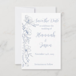 Blissful Blue Blooms Wedding Save the Date セーブザデート
