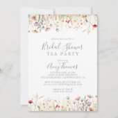 Blissful Boho Wildflower Bridal Shower Tea Party 招待状 (正面)