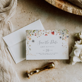 Blissful Boho Wildflower Horizontal Wedding セーブザデート