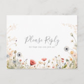Blissful Boho Wildflower Menu Choice RSVP Postcard ポストカード (正面)