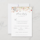 Blissful Boho Wildflower Wedding Menu Choice RSVP (正面)