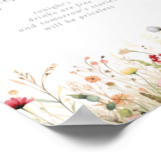  Blissful Boho Wildflower Wedding Open Bar  ポスター (角)