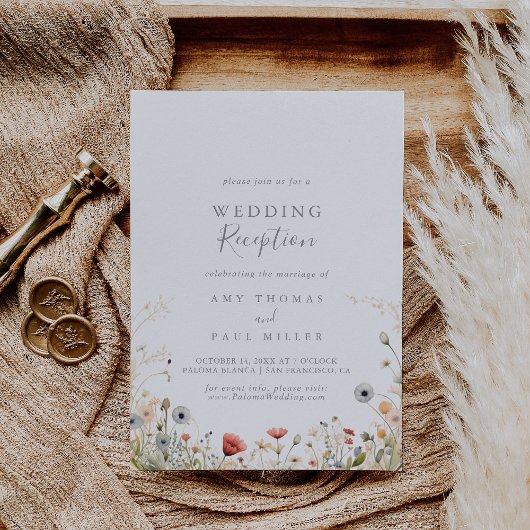Blissful Boho Wildflower Wedding Reception 招待状