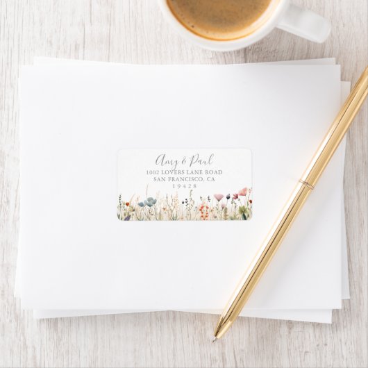 Blissful Boho Wildflower Wedding RSVP Address ラベル (インサイチュ)