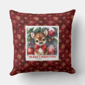 Blissful Christmas scene baby fawn Christmas  クッション (裏面)