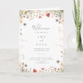 Blissful Colorful Boho Wildflower Folded Wedding プログラム (正面)