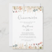 Blissful Colorful Boho Wildflower Quinceañera 招待状 (正面)