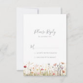 Blissful Colorful Boho Wildflower RSVP (正面)