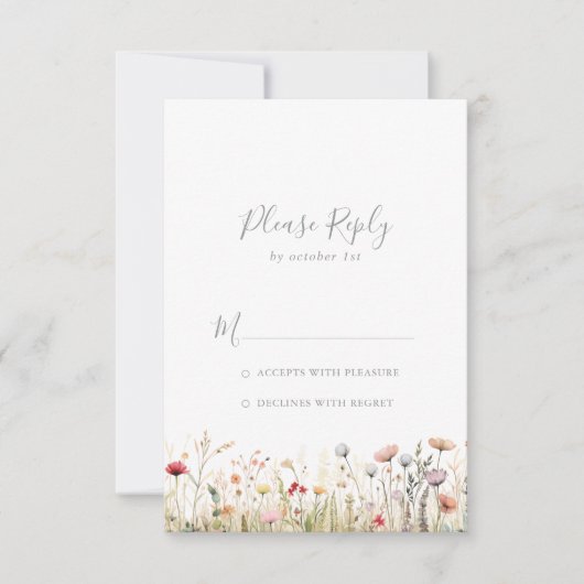 Blissful Colorful Boho Wildflower RSVP (正面)