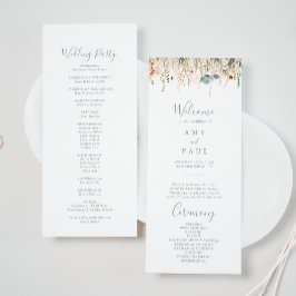Blissful Colorful Boho Wildflower Wedding Program プログラム