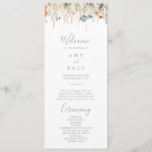 Blissful Colorful Boho Wildflower Wedding Program プログラム (正面)