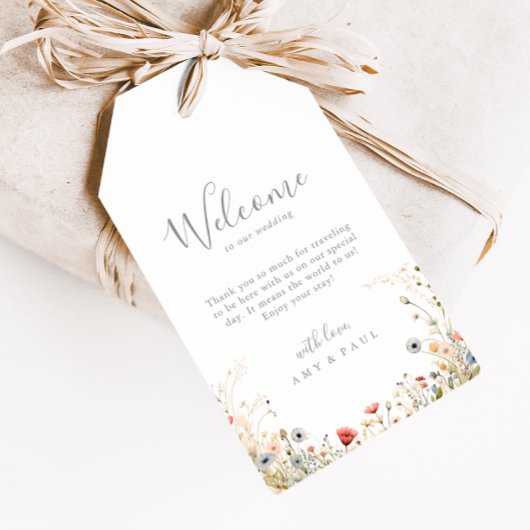 Blissful Colorful Boho Wildflower Wedding Welcome ギフトタグ