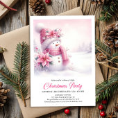Blissful Pink Snowman Digital Christmas Invite Kid 招待状