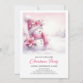 Blissful Pink Snowman Digital Christmas Invite Kid 招待状 (正面)