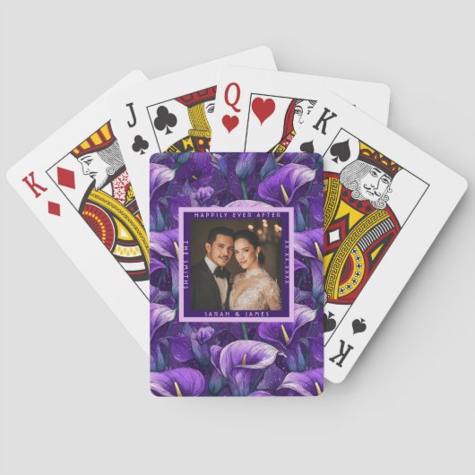 Blissful Purple Calla Lilies Botanical Wedding トランプ (裏面)