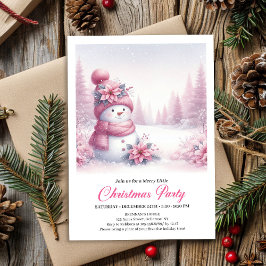 Blissful Snowy Pink Snowman Editable Kids Christma 招待状