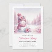 Blissful Snowy Pink Snowman Editable Kids Christma 招待状 (正面)