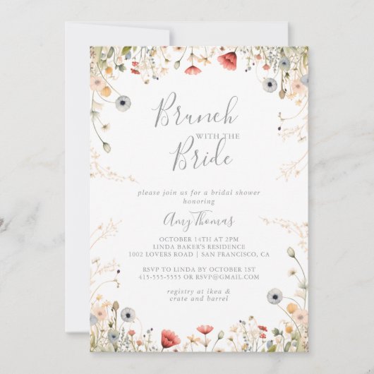 Blissful Wildflower Brunch with the Bride Shower 招待状 (正面)