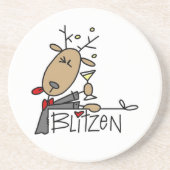 BlitzenのトナカイのクリスマスのTシャツおよびギフト コースター (正面)