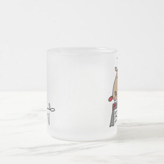 BlitzenのトナカイのクリスマスのTシャツおよびギフト フロストグラスマグカップ (中央)