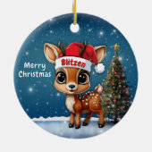 Blitzen Baby Deer, Fawn, Doe, Reindeer🦌 🎄 セラミックオーナメント (裏面)