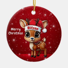 Blitzen Baby Deer, Fawn, Doe, Reindeer🦌 🎄 セラミックオーナメント