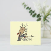 Blitzen ReindeerクリスマスTシャツとギフト シーズンポストカード (スタンド正面)