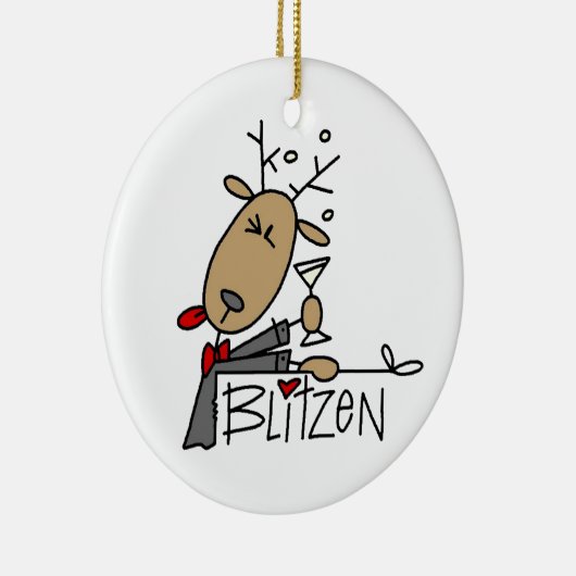 Blitzen ReindeerクリスマスTシャツとギフト セラミックオーナメント (右)