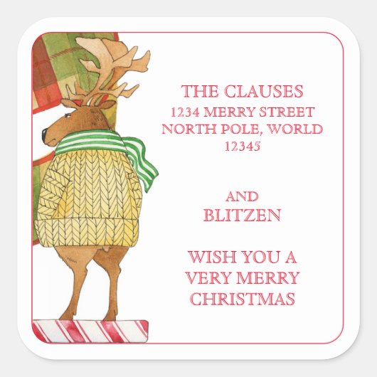 BLITZEN REINDEERラージアドレス封筒用シール スクエアシール (正面)