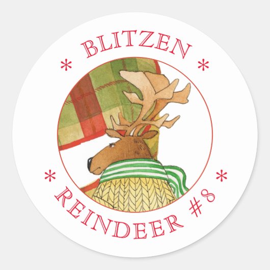 BLITZEN REINDEER小さな丸いシール ラウンドシール (正面)