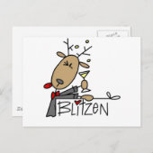 Blitzen Reindeer Tシャツとギフト シーズンポストカード (正面/裏面)