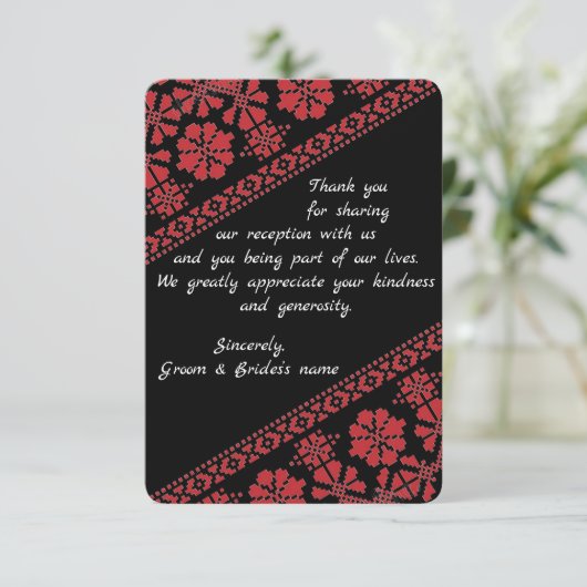 BlkとRd Tatreez結婚のサンキューカード セーブザデート (スタンド正面)