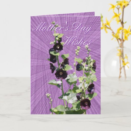 BlkのHollyhockの母は大事な行事を日カスタマイズ カード (黄色い花)