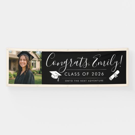 BLK & CREAM 2026 | Graduation Banner with Photo 横断幕 (横)