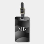 Blk/Gray Curved Shapes, Wht Monogram, 連絡 Info ラゲッジタグ (正面縦)