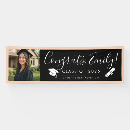 BLK & ORANGE 2026 | Graduation Banner with Photo 横断幕 (横)