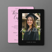 BLK & PINK 2026 | 写真入り卒業式招待状