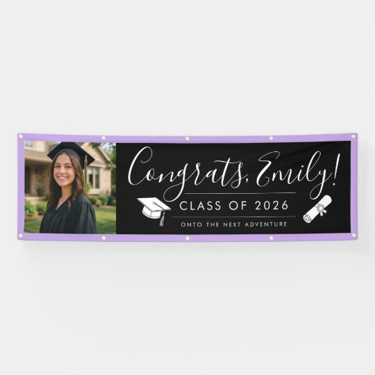 BLK & PURPLE 2026 | Graduation Banner with Photo 横断幕 (横)