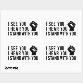 BLMのステッカーと一緒に立ってるって聞こえてるでしょ 長方形シール (シート)