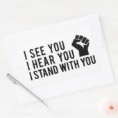 BLMのステッカーと一緒に立ってるって聞こえてるでしょ 長方形シール (封筒)