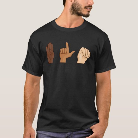 BLMサインASLの平等 Tシャツ (正面)