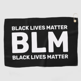 BLMブラックライフズマターホワイトタイポグラフィオンブラック ゴルフタオル