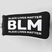 BLMブラックライフズマターホワイトタイポグラフィオンブラック ゴルフヘッドカバー (正面)