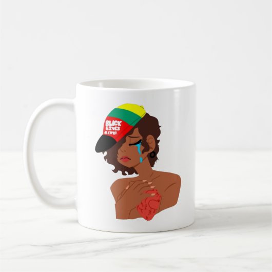 BLM黒人女性の涙マグカップ コーヒーマグカップ (左)